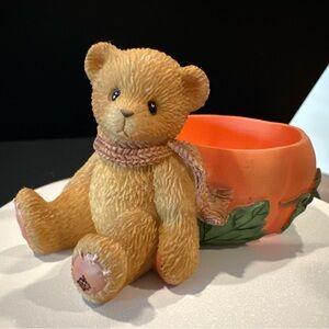 🧸 Cherished Teddies Bear w/Pumpkin Tea Light Holder